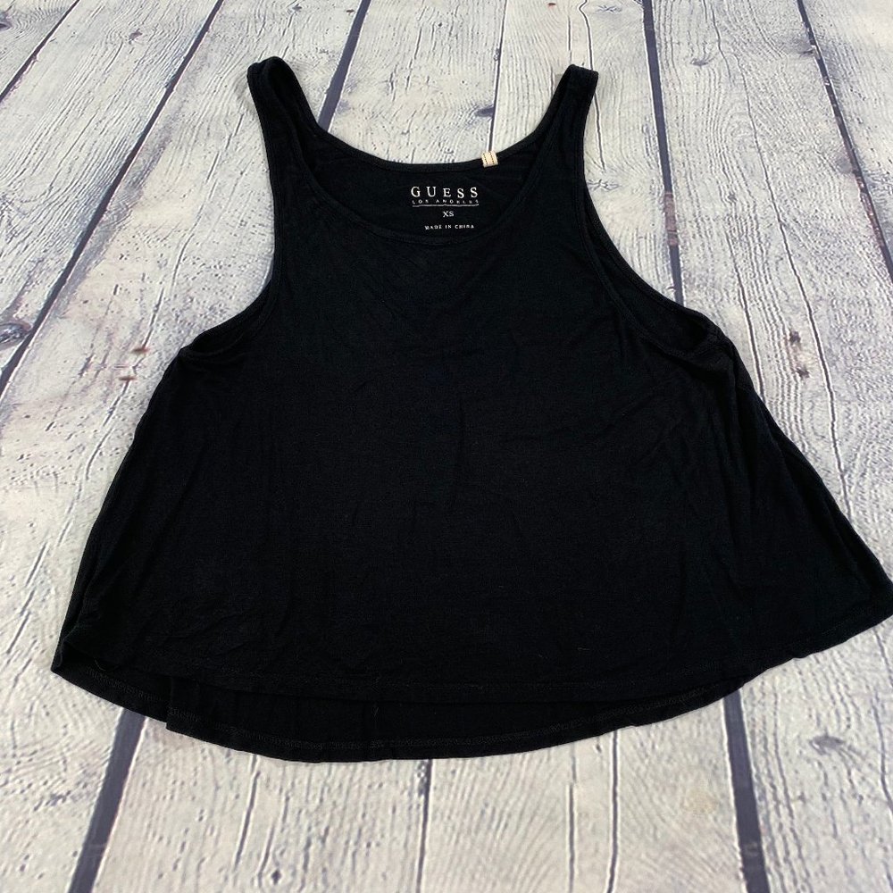 Guess Black Round Neck Loose Camisole Top Tank